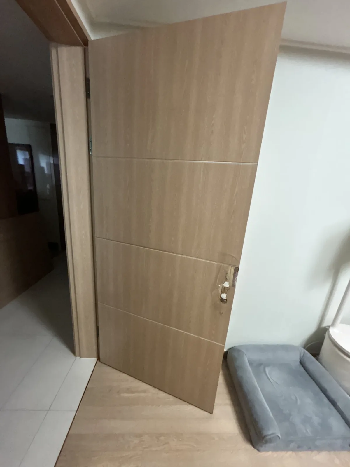 손잡이 부분이 파손된 문 모습